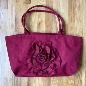 Lightweight Red Suede Tote